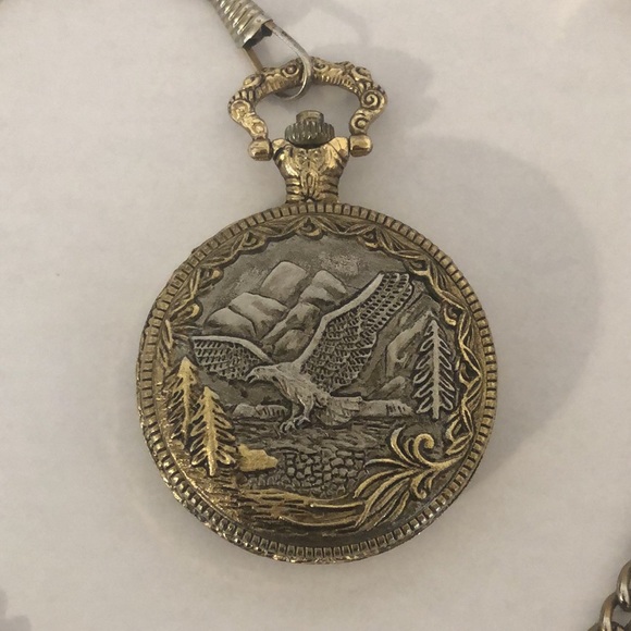 Accessories Vintage Japan Movt Pocket Watch With Eagle Silver And